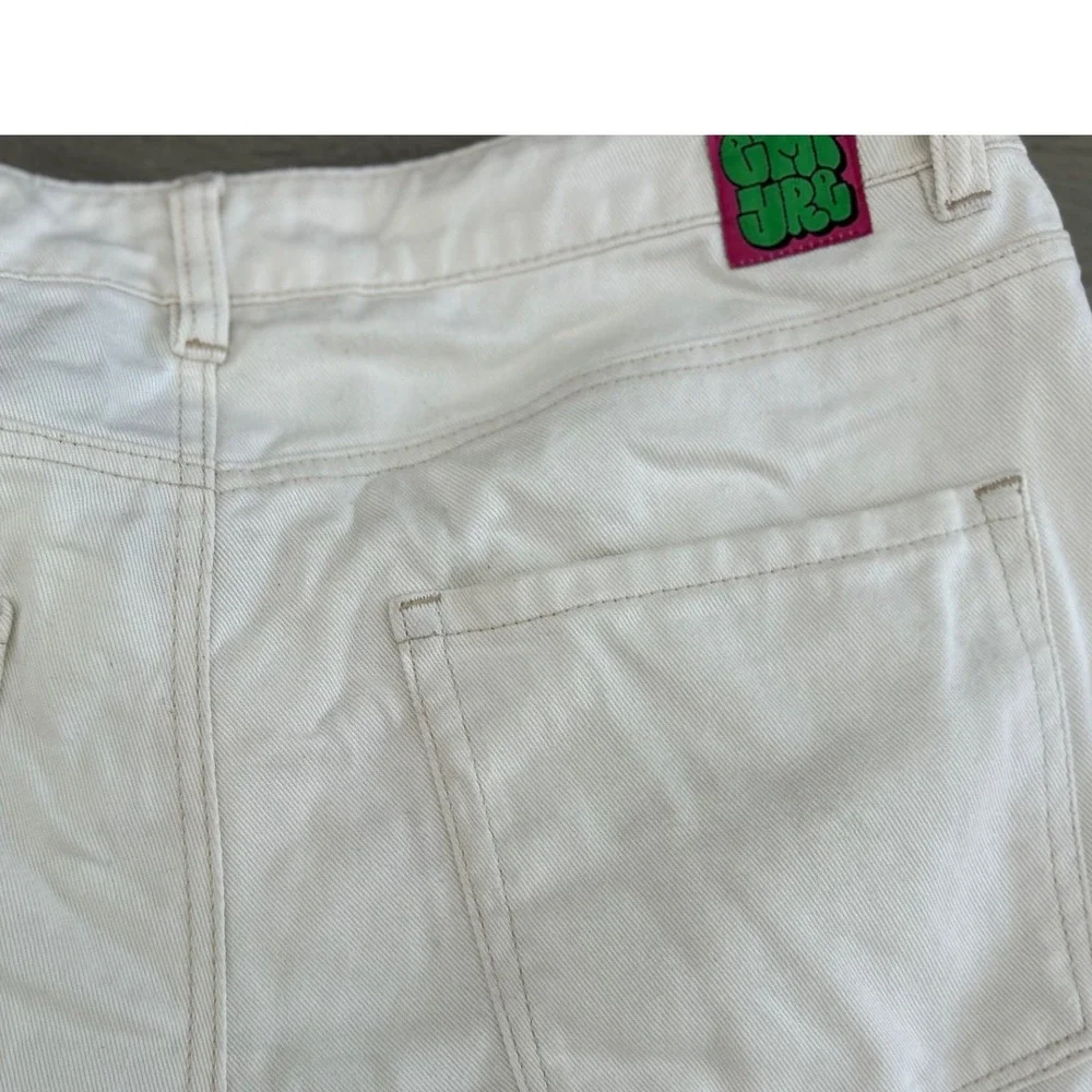 Empyre Tori Off White Baggy Skate Pants Mens 33 Cream Denim Cargo Y2K Streetwear